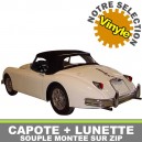 Capote auto Jaguar XK 150 Roadster cabriolet en Vinyle avec lunette arri&egrave;re en PVC sur Zip