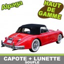 Capote auto Jaguar XK 150 D.H.C cabriolet en Alpaga Stayfast avec lunette arri&egrave;re en PVC sur Zip