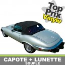 Capote auto Jaguar Type E V12 cabriolet en Vinyle aspect Grain Cuir avec lunette arri&egrave;re en PVC