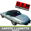 Capote auto Jaguar Type E V12 cabriolet en Vinyle Everflex O.E.M avec lunette arri&egrave;re en PVC