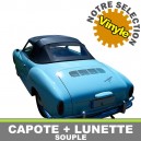 Capote auto Karmann Ghia cabriolet en Vinyle sur toile coton avec lunette arri&egrave;re en PVC
