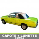 Capote auto BMW 1600/2002 cabriolet en vinyle sur toile coton avec lunette arriere en PVC