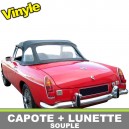 Capote auto MGB cabriolet en Vinyle avec lunette arriere en PVC