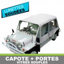 Capote auto Austin Rover Mini Moke Portugaise/Cagiva cabriolet en Vinyle avec lunettes arrieres en PVC