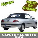 Capote 306 Peugeot cabriolet en Alpaga Sonnenland avec lunette arri&egrave;re en PVC