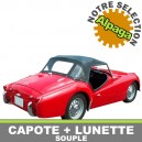 Capote auto Triumph TR3A cabriolet en Alpaga avec lunette arri&egrave;re en PVC