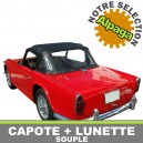 Capote auto Triumph TR4A cabriolet en Alpaga avec lunette arri&egrave;re en PVC