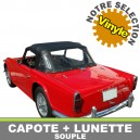Capote auto Triumph TR4A cabriolet en Vinyle avec lunette arri&egrave;re en PVC