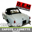 Capote auto Alfa Romeo Giulietta Spider cabriolet coton double face Pininfarina avec lunette arriere en PVC