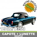 Capote auto Alfa Romeo Giulietta Spider cabriolet en Alpaga avec lunette arriere en PVC
