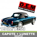 Capote auto Alfa Romeo Giulietta Spider cabriolet coton double face Pininfarina avec lunette arriere en PVC