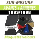 Tapis auto sur-mesure voiture Peugeot 306 cabriolet - Tapis avants + arri&egrave;res en moquette velours