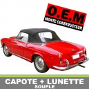 Capote auto Fiat 1200 cabriolet coton double face Pininfarina avec lunette arriere en PVC