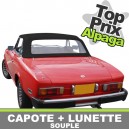 Capote auto Fiat 124 CS1 (1400-1600-1800) cabriolet en Alpaga Stayfast avec lunette arri&egrave;re en PVC
