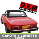 Capote auto Fiat 124 CS1 (1400-1600-1800) cabriolet coton double face Pininfarina avec lunette arri&egrave;re en PVC