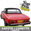 Capote auto Fiat 124 CS1 (1400-1600-1800) cabriolet en vinyle avec lunette arri&egrave;re en PVC