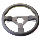 Volant Personal Grinta en cuir noir/retourn&eacute; noir et coutures jaunes
