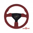 Volant Personal Grinta en cuir retourn&eacute; rouge et coutures jaunes