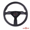 Volant Personal Neo Grinta en cuir noir, logo rouge et coutures rouges