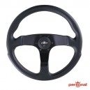 Volant Personal Fitti E3 en cuir noir, logo argent et coutures noires