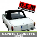 Capote auto Innocenti 1100 cabriolet coton double face Pininfarina avec lunette arri&egrave;re en PVC