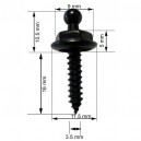 Bouton Tenax vis t&ocirc;le noir 4x16mm