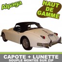 Capote auto Jaguar XK 150 Roadster cabriolet en Alpaga Stayfast avec lunette arri&egrave;re en PVC sur Zip